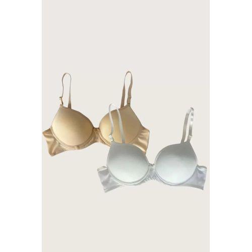 Ten-beyaz 2'li Mikro Kumaş İçi Boş Balenli Günlük Desteksiz Sütyen