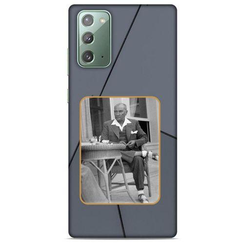 Samsung Galaxy Note 20 Kılıf Atatürk (31) TPU Kılıf Koyu Gri