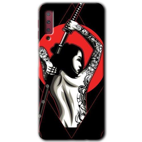 Samsung Galaxy A7 2018 Kılıf HD Desen Baskılı Arka Kapak - Samurai Girl