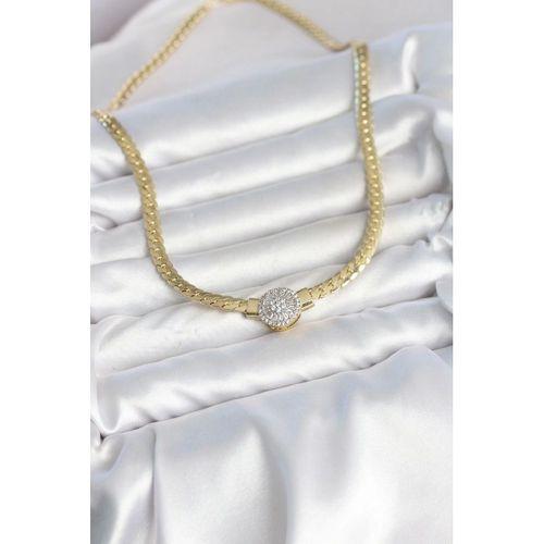 Ezme Zincir Model Zirkon Taşlı VIP Seri Gold Renk Kadın Kolye