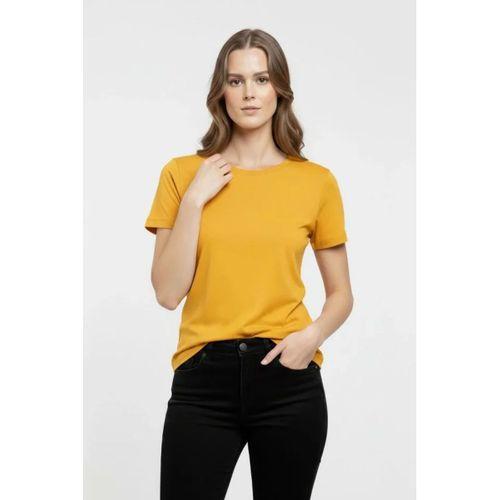 T-Shirt Bisiklet Yaka Slim Fit Likralı Tişört Günlük Basic Body - Sarı