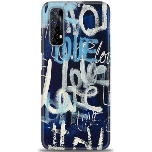 Realme 7 Kılıf HD Baskılı Kılıf - Love Mavi + Tam Ekran Koruyucu