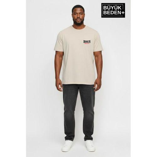 Süperlife Erkek Büyük Beden Brooklyn 1970 Baskılı 3xl-6xl Bisiklet Yaka Tshırt SPR26BTS510-03