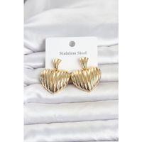 316L Çelik Gold Renk Kalp Model Kadın Küpe
