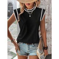 Kadın Kısa Kollu Daire Yakalı Viskon Bluz