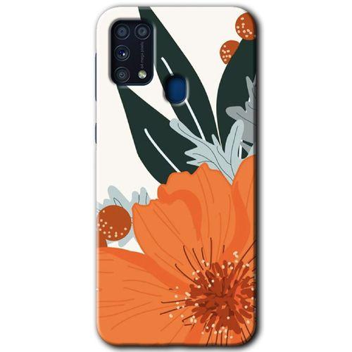 Samsung Galaxy M31 Kılıf Baskılı Kapak - Portakal Çiçeği +Tam Kaplayan Mat Seramik