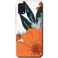 Samsung Galaxy M31 Kılıf Baskılı Kapak - Portakal Çiçeği +Tam Kaplayan Mat Seramik