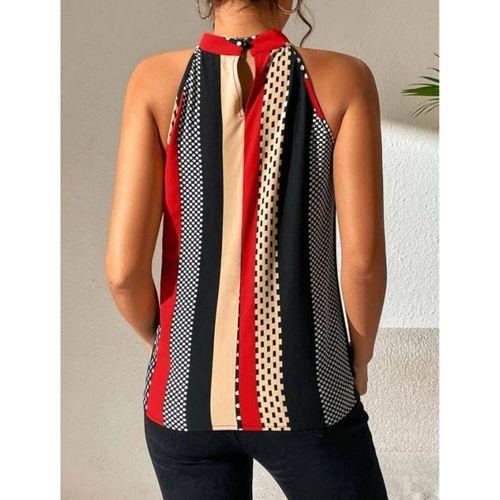 Kadın Yarım Balıkçı Yaka Kolsuz Mikro Bluz