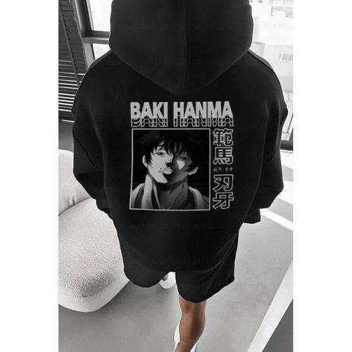 Erkek Baskılı Kapüşonlu Ve Kordon İpli Sweat - Siyah