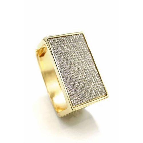 Taşlı Plaka Bilezik - Altın