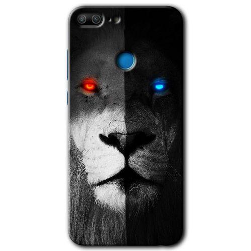 Honor 9 Lite Kılıf HD Desen Baskılı Arka Kapak - Fire and Ice Lion + Kırılmaz Cam