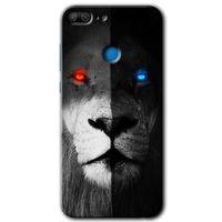 Honor 9 Lite Kılıf HD Desen Baskılı Arka Kapak - Fire and Ice Lion + Kırılmaz Cam
