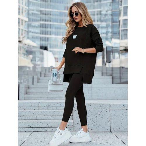 Kadın Uzun Kollu Bisiklet Yaka Nervurlu Viskon Iki Iplik Ve Tayt Pantolon Ikili Takım