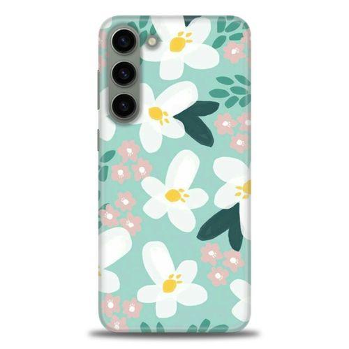 Samsung Galaxy S23 Plus Kılıf HD Baskılı Kılıf - Pembe Beyaz Papatyalar + Tam Ekran Koruyucu