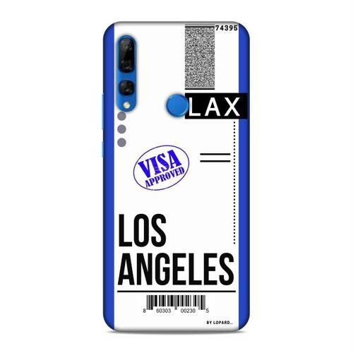 Huawei Y9 Prime 2019 Kılıf Uçak Bileti Los Angeles Arka Kapak Koruma Desenli Full Koruyucu