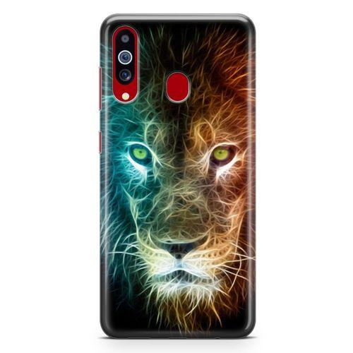 Samsung Galaxy A20s Kılıf Neon Aslan Arka Kapak Koruma Desenli Full Koruyucu