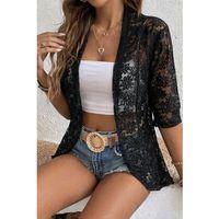 Kadın Kısa Kollu önü Açık Dantelli Ceket