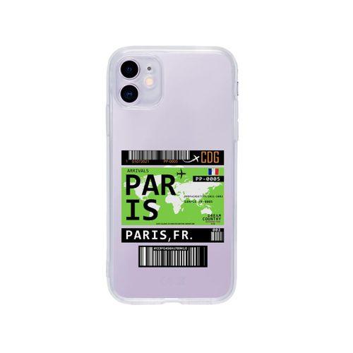 iPhone 11 Paris Bilet Tasarımlı Premium Şeffaf Silikon Kılıf