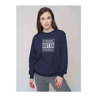 Pubg Straight Outta Erangel Baskılı Indigo Mavi Kadın Sweatshirt