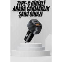 Araç İçi Şarj Cihazı 38w Güç Kapasiteli Type-c Girişli Araba Çakmaklık