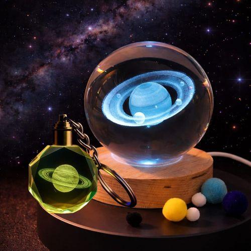 Renk Değiştiren Satürn Gezegen Küre Ve Anahtarlık Seti