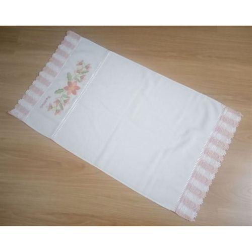 El Ve Yüz Havlusu,Nakışlı Beyaz Çiçekli 50X88Cm