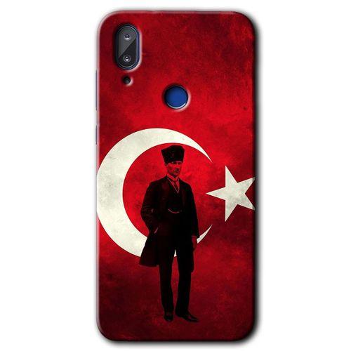 Potkal Hediye Fabrikası Vestel E5 Kılıf HD Desen Baskılı Arka Kapak - Atatürk Bayrak