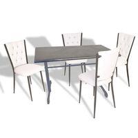 Dockers Halley - Kapitoneli Mutfak Masa Takımı - 70x120 (Werzalit, Wermodin veya Allzalit Tabla) - Grey Marble-Beyaz