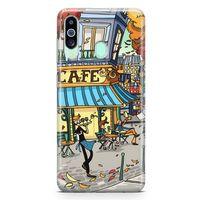 Samsung Galaxy M40 Kılıf Paris Kafe Arka Kapak Koruma Desenli Full Koruyucu