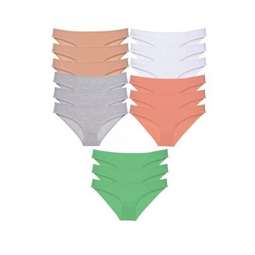 15 Adet Süper Eko Set Likralı Kadın Slip Külot Ten Gri Beyaz Pudra Yeşil