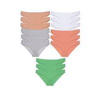 15 Adet Süper Eko Set Likralı Kadın Slip Külot Ten Gri Beyaz Pudra Yeşil