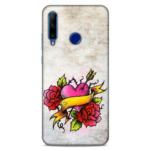 Lopard Huawei Honor 20 Lite Uyumlu Kılıf Tattoo's (12) Koruyucu Silikon Gri Pembe
