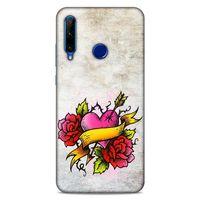 Lopard Huawei Honor 20 Lite Uyumlu Kılıf Tattoo's (12) Koruyucu Silikon Gri Pembe