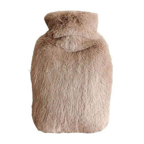 Sıcak Su Torbası Yan Cepli Bej  Peluş Termofor 27X17X2Cm  1 Litre