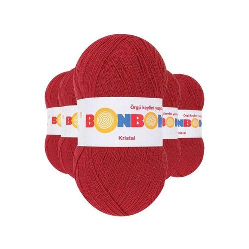 5 Adet Kristal El Örgü Lif İpi Koyu Kırmızı 98237 - bonbon mudanis