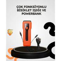 600 Lümen Bisiklet Ön Işık Powerbankli Çakar Cob Led