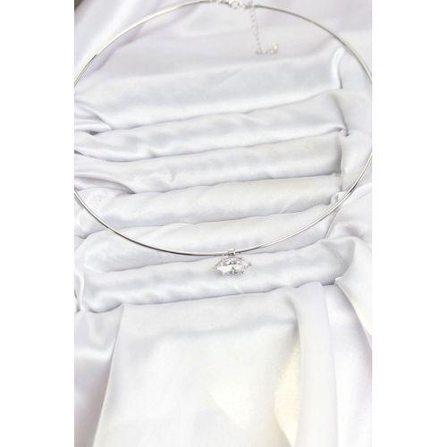 Pirinç Gümüş Renk Choker Model Zirkon Taşlı Kadın Kolye