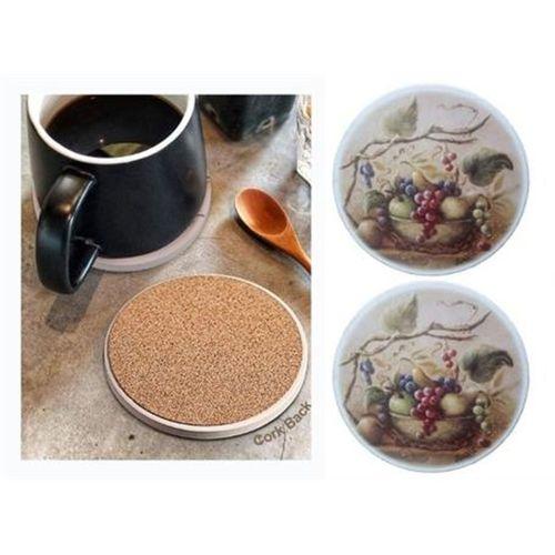 Seramik Bardak Altlığı 2 Li Set Üzüm Desenli 10X10Cm