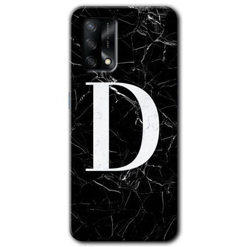 OPPO Oppo A74 Kılıf HD Desen Baskılı Arka Kapak - Siyah Mermer Desenli D Harfi