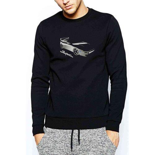 Supra Baskılı Siyah Erkek Sweatshirt