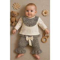 Leopar Detaylı 2'li Kız Bebek Takım %100 Pamuk