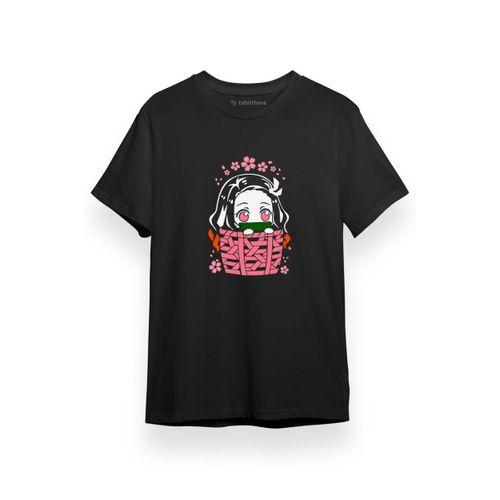 Demon Slayer Anime Cute Nezuko Siyah Kısa kol Erkek Tshirt