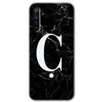 Realme 6i Kılıf HD Desen Baskılı Arka Kapak - Siyah Mermer Desenli Ç Harfi