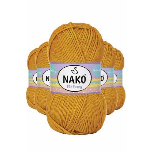 5 Adet Elite Baby El Örgü İpi Tüylenmeyen Bebek Yünü Parlak Altın 1636