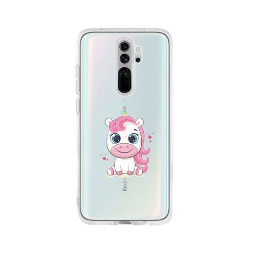 Redmi Note 8 Pro Pembe Unicorn Desenli Premium Şeffaf Silikon Kılıf