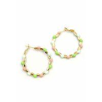 Mineli Halka Küpe - Yeşil