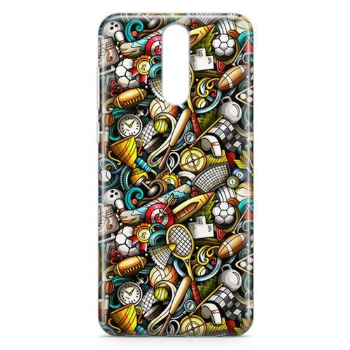 Huawei Nova 2i Kılıf Basket Futbol Doodle Arka Kapak Koruma Desenli Full Koruyucu