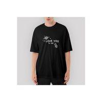 I Love You Astranot Oversize Siyah Tişört