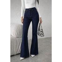 Kadın Yüksek Bel Ispanyol Paça Kot Pantolon