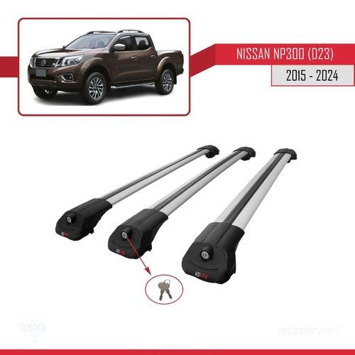 Nissan NP300 (D23) 2015 ve Sonrası ile uyumlu ACE-1 Ara Atkı Tavan Barı GRİ 3 ADET BAR